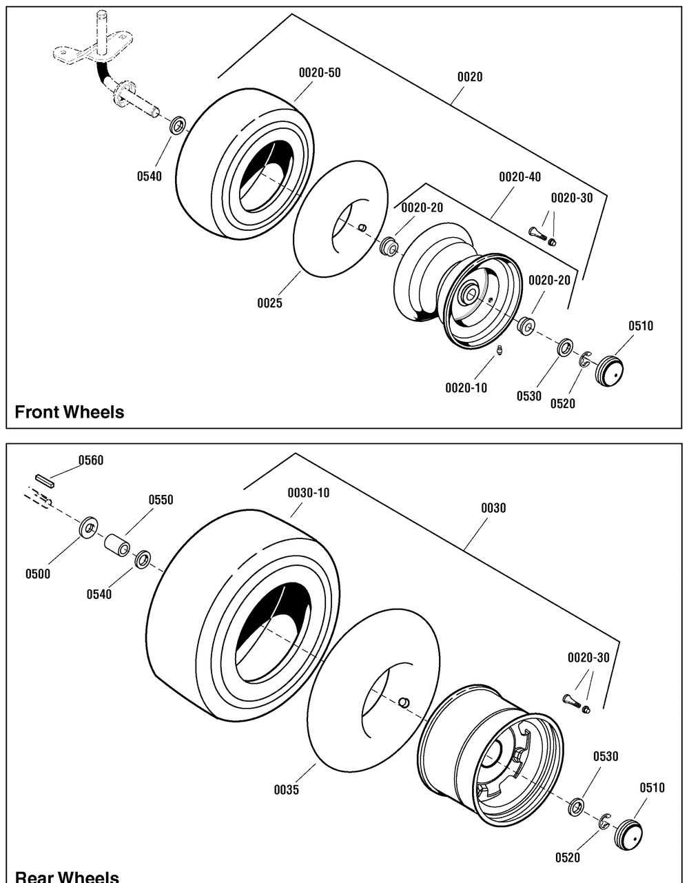 Wheels And Tires Group Diagram and Parts List for 2690930-01-MT24520H 2012 Briggs and Stratton Lawn Tractor